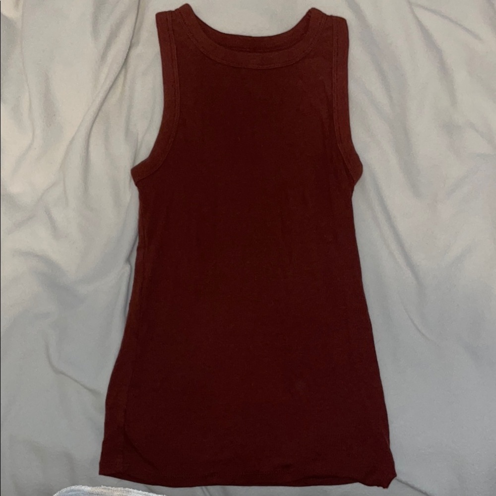 Sleeveless High Neck Terracotta Top